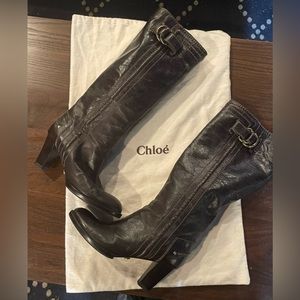 Chloe Tall Brown Leather Boots 39